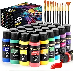 Acrylic Paint Set (24 Colors + Brushes) (1)