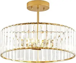 DINGLILIGHTING Semi-Flush Mount Crystal Ceiling Light (1)