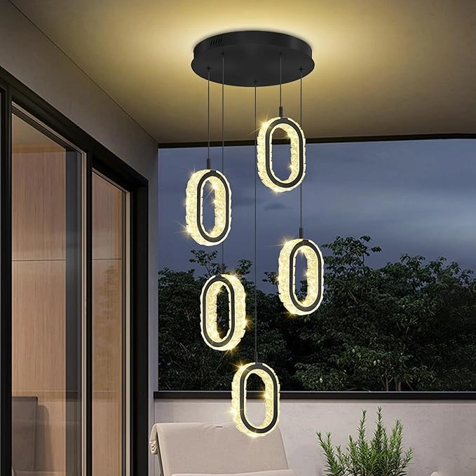 Homary 5-Light Black Oval LED Chandelier