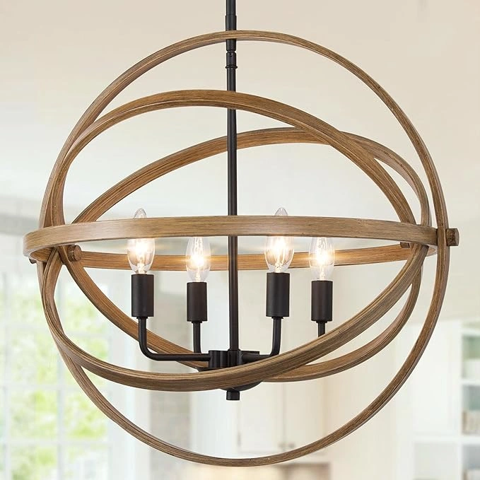 LALUZ 4-Light Rustic Orb Mini Chandelier