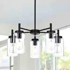 VINLUZ 5-Light Black Modern Chandelier (1)