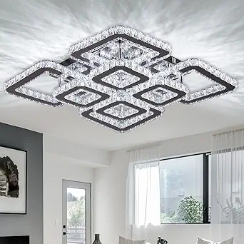 YaJaguse Crystal Flush Mount LED Chandelier (1)