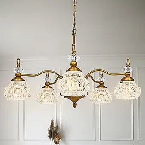 Brass Gold Vintage Chandelier (1)