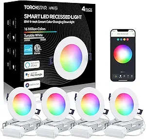 TorchStar Smart RGBW Recessed Lights (Best for Parties and Celebrations)